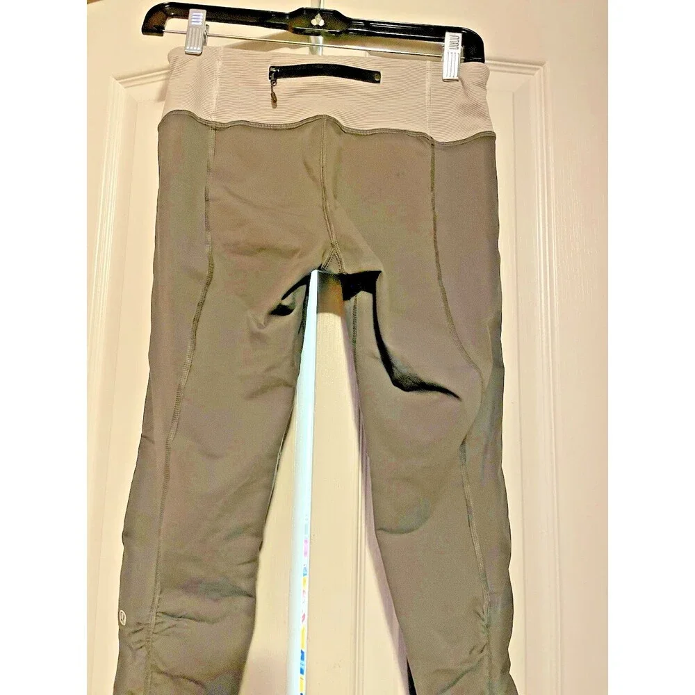 Lululemon Vintage Athletica  Nylon Spandex capri  Sz6Gray Zipped Pocket leggings - Picture 2 of 7